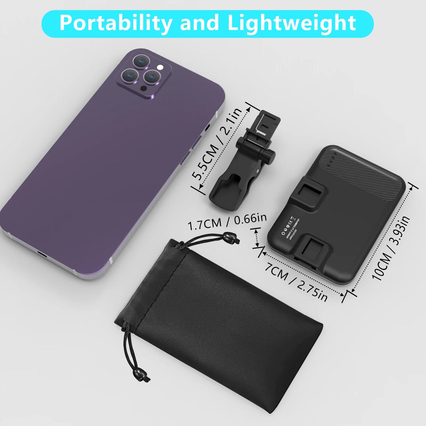 LED Selfie Light 60 High-Quality LED Beads 2200Mah Rechargeable CRI 97+, 7 Light Modes Portable on Light for Phone/Tablet/Laptop
