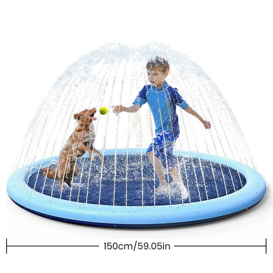 Kids Dog Anti-Slip Splash Pad Thick Sprinkler Pool Summer Outdoor Water Toys Fun Backyard Fountain Play Mat for Children Gift